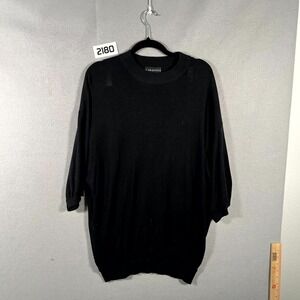 Baracuta Sweater Mens XL Black Silk Crew Neck Short Sleeve Tight Knit Pullover
